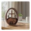 Wooden Easter Resurrection Scene Ornament Religious Gift Christian Table Decoration Triad of