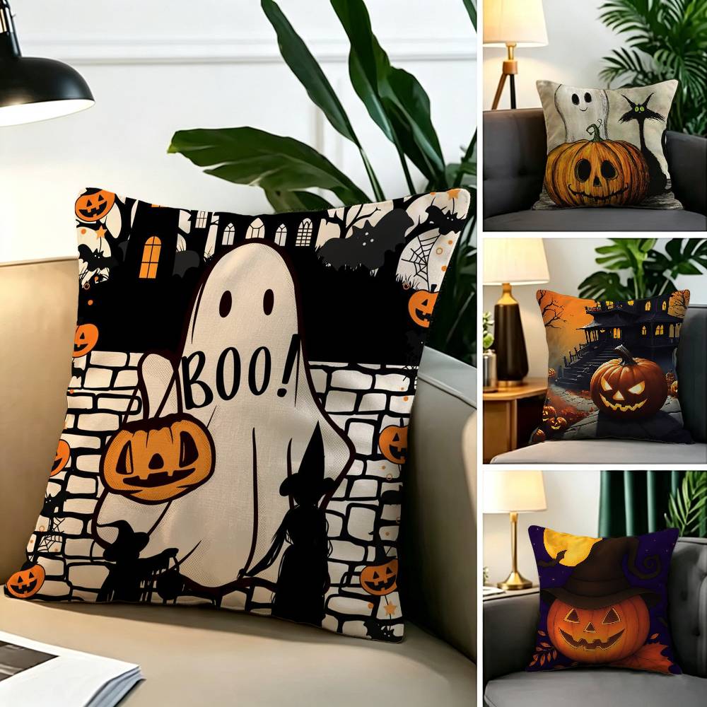 Happy Halloween Pillow Case Square Double-Sided Sofa Cushion Cover Bedroom Bedside Pillow