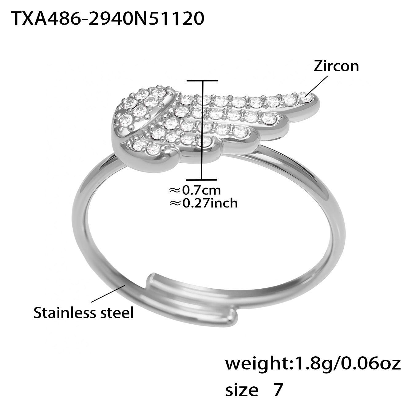 Qiong Yao Light Luxury Zircon Wing Jewelry Set: Bracelet, Ring, Necklace, Earrings, Stainless Steel.