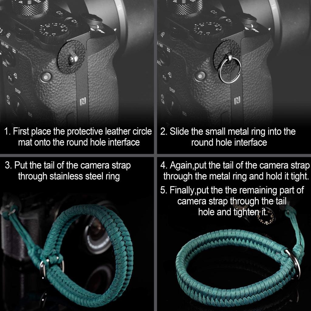 Camera Wrist Strap Paracord Camera Hand Strap Wrist Lanyard for DSLR or Mirrorless MID [Qiang Ni] - High-End Cameras, Black, (Turquoise)