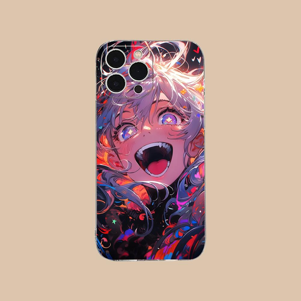 Anime Punk Girl Phone Case for iPhone 16 15 14 13 12 11 X XR XS 8 6 Pro Max Plus Mini Clear Colour Protective Cover Cellphones