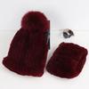 New Fashion Knitted Good Elastic Real Fur Scarf Hat Sets Women Winter Warm Natural Rex Rabbit Fur Scarves Hats Sets