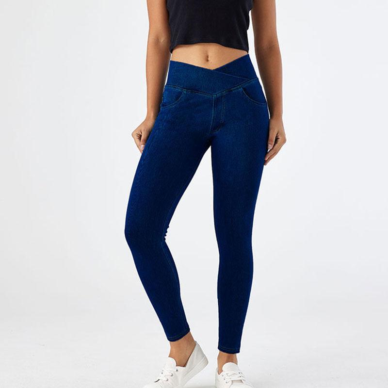 Schlanke High-Waist Yoga-Jeans Damen sexy lässig Hochelastische Denimhose Damen