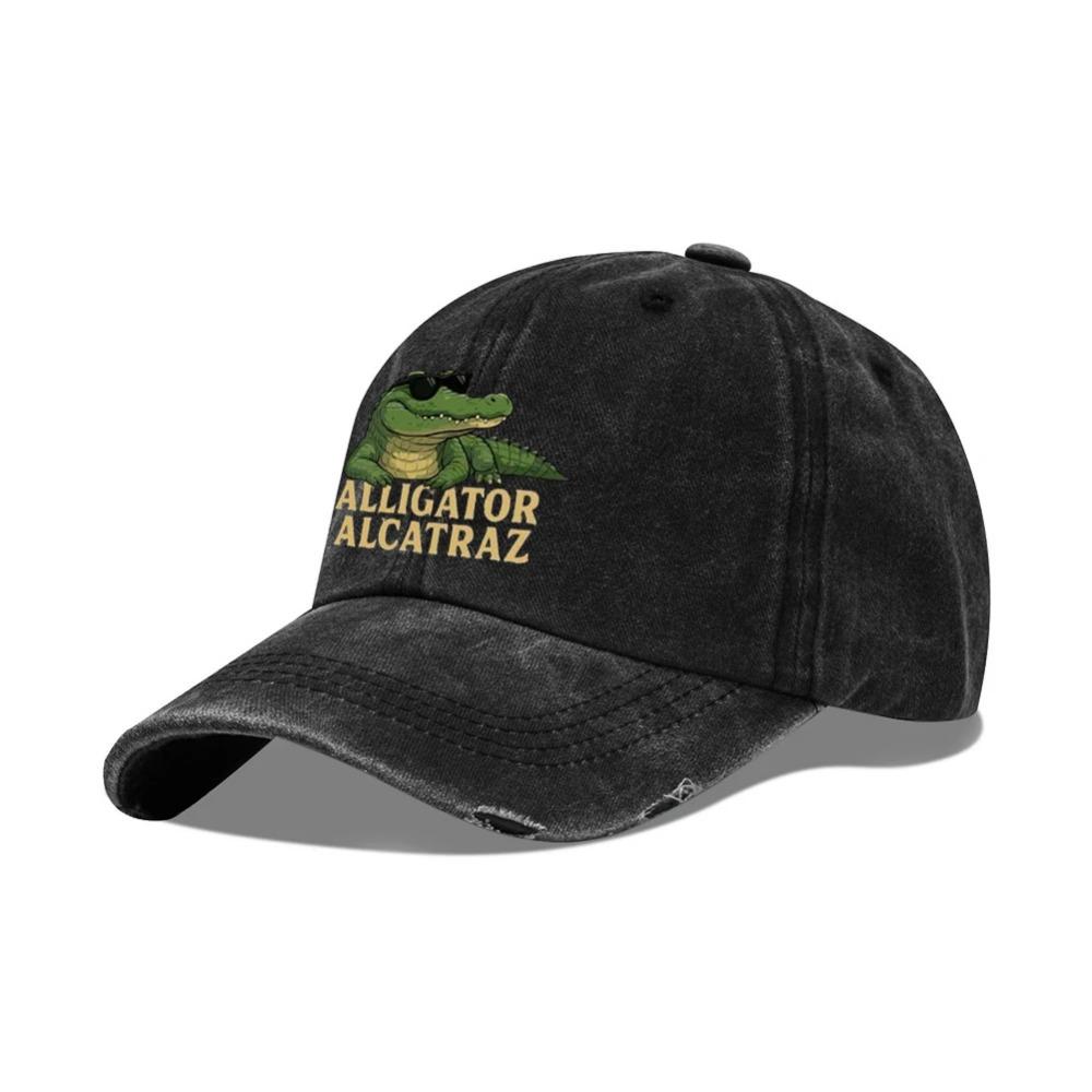 Washed Cotton Baseball Cap Breathable Alligator Dad Hat Comfortable Fashion Golf Hat Adjustable for Outdoor Sports