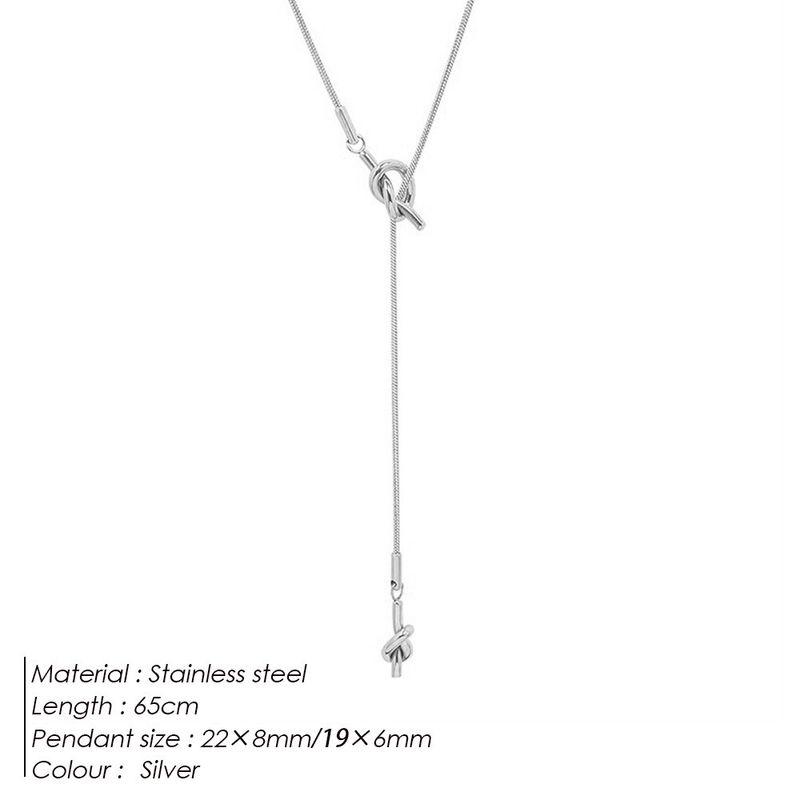 Accessible Luxury Cold Wind Long Female Titanium Steel Korean Style Sweater Chain Steel Color