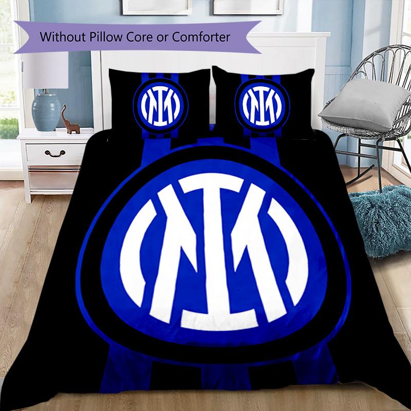 Biancheria da letto con motivo Inter Milan, Set piumone Copripiumino Federa Regalo di compleanno per la casa (1*copripiumino+2*federe,senza imbottitura)