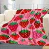 1pc Strawberry Print Flannel Blanket - Soft, Comfortable, Warm, All-Season Universal Bedspread, Pink And Red Strawberry Design, Machine Washable, Mode