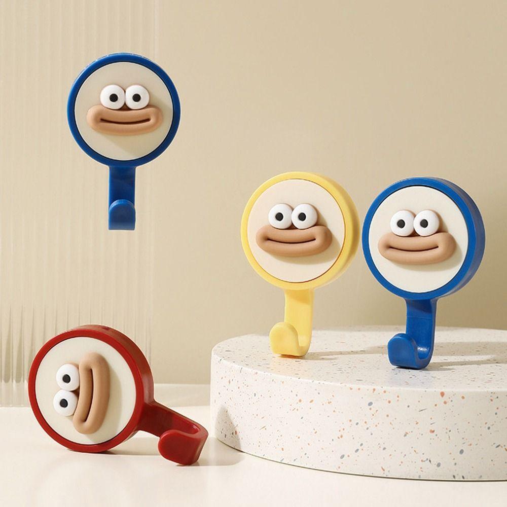 

3Pcs Rotatable Sticky Hooks Plastic Wall Hanger Creative Ugly and Cute Hooks Dormitory
