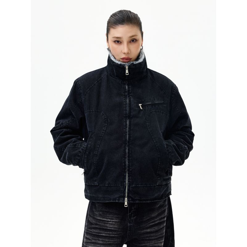 Kisko Winter American-Style Mountain Carving Washed Vintage Thickened Jacket for Men and Women, Cool and Deconstructed Warm Cotton Coat