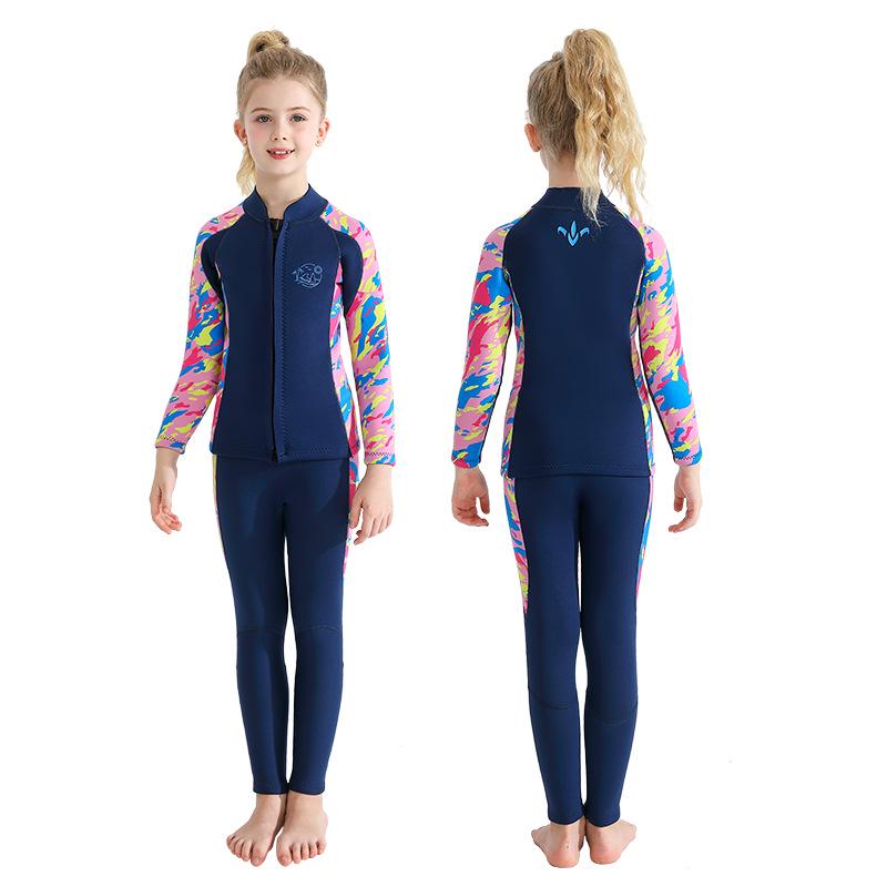 2.5mm Kids' Long Sleeve Two-Piece Diving & Surfing Wetsuit for Boys and Girls - Cold Protection & Jellyfish Shield