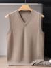 Men's Solid Color 100% Cashmere V-Neck Knit Vest - Autumn/Winter Collection