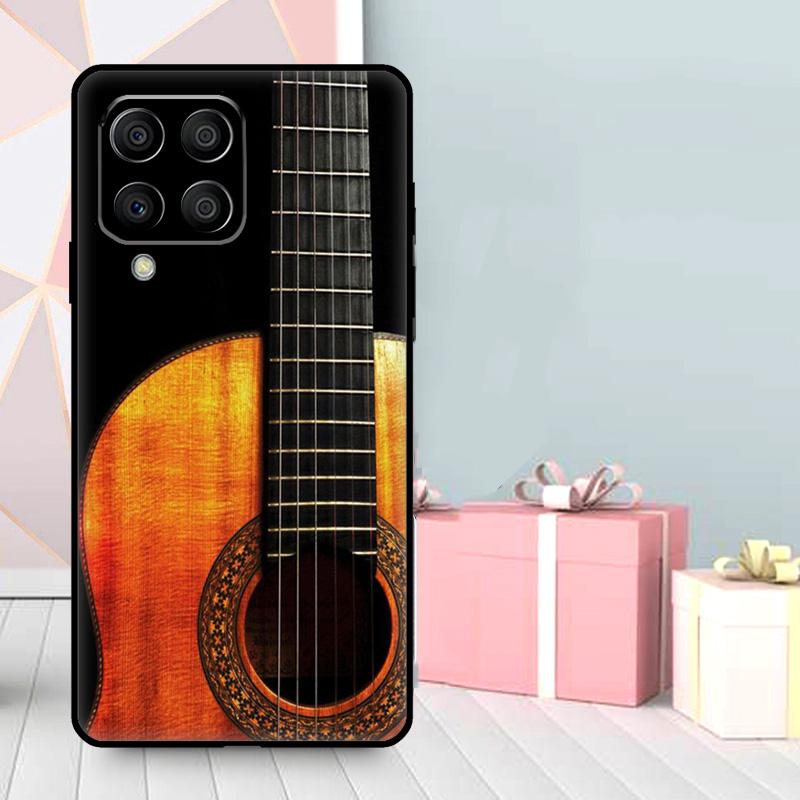Classic Wood Guitar Case For Samsung Galaxy M06 M11 M31 M14 M34 M54 M12 M32 M52 M15 M13 M16 M36 M56 M53 M35 M55
