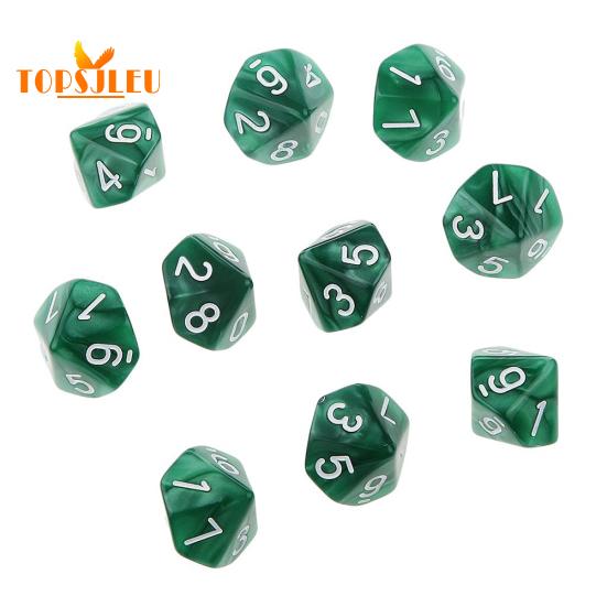 Mehrseitige einfarbige TRPG-Spiel D10 polyedrische Würfel – 10-teiliges Set, lebendige Farben, perfekt für Party-Requisiten