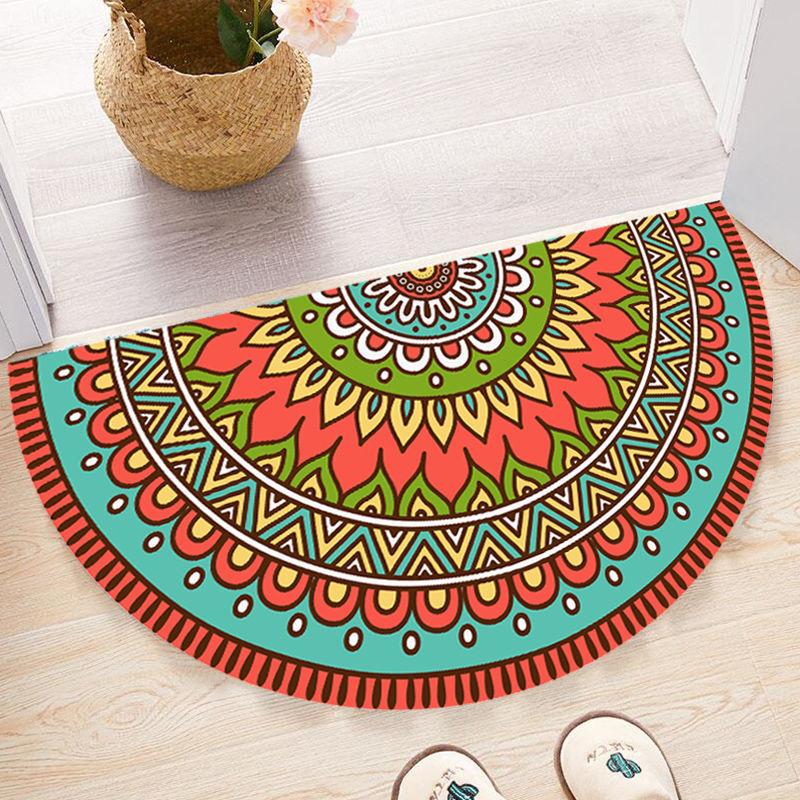 Nordic Entrance Doormat Anti Slip Floral Door Floor Mat Indoor Half Round Welcome Mat Bathroom Hallway Carpet Kitchen Area Rugs