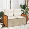 Vidaxl Sofá de Jardín con Cojines, 2 Plazas, Beige, Ratán Sintético
