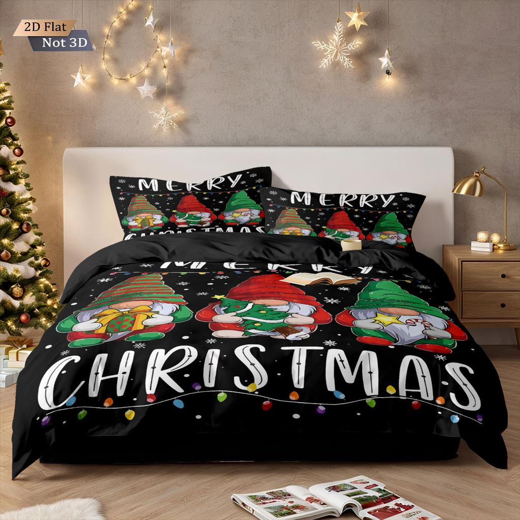 Customized Bed Three-Piece Set Christmas Elements Series Pillowcase Quilt Cover 3D Digital Printing Kit Factory