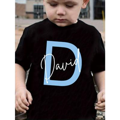 European Sizes Custom Boys' T-Shirt with Letter Print And Personalized Name