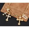 High-End Rhinestone Double Cross Pendant Necklace with CH Chrome Hearts Design