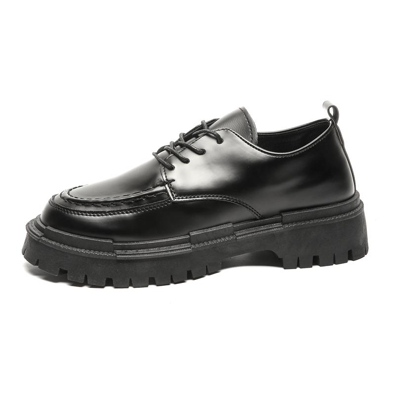 

New Mens Leather Shoes in British Style with Thick Soles, Height-Enhancing Fashionable Oxford Design, For Business and Casual 39 чёрный