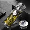 Portable Double-Wall Glass Tea Infuser Bottle with Crystal Lid