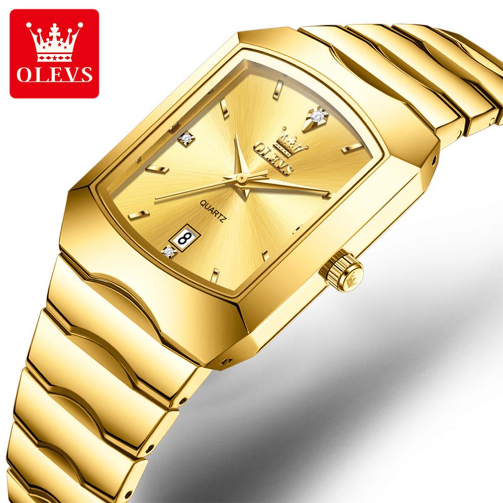 OLEVS Men Watches Fashion Original Gold Square Quartz Watch Waterproof Luminous Calendar Watches For Man Gifts Reloj 2712