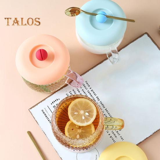Silicone Cup Lid with Ball-shaped Handle Spoon Holder Food Grade Heat Resistant Dustproof Airtight Universal Round Teacup Glass Mug Cover
