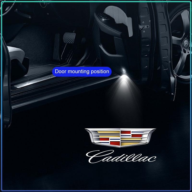 2 peças Acessórios para Carro Luz de Boas-vindas LED HD Lâmpadas Projetoras de Porta de Carro Para Cadillac Escalade Tiburon Deville Seville XT5 XTS CTS BLS SLS DTS SRX