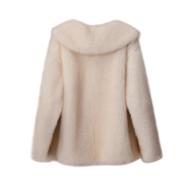 Luxury Faux Fur Coat Women Winter Thick Warm Long Sleeve Turndown Collar Female Overcoat  Elegant Lady Outerwear