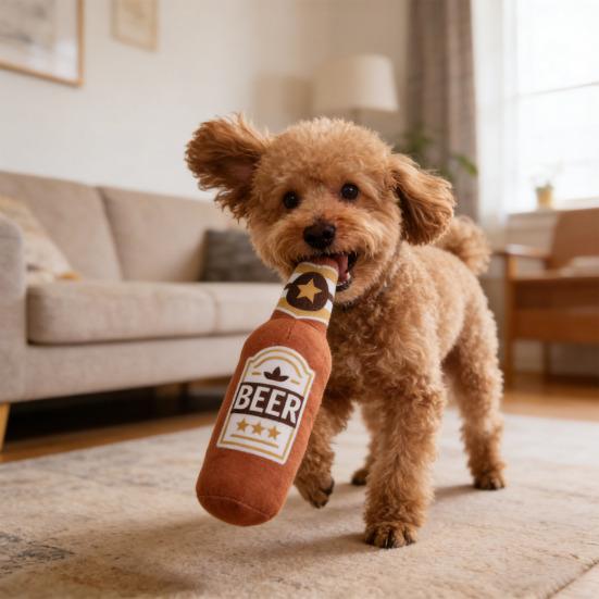 Pet Toy Vodka Whisky Bottle Design Pet Chew Teething Toy with Built-in Squeaker Chew-Resistant Tear-Resistant Pet Supplies