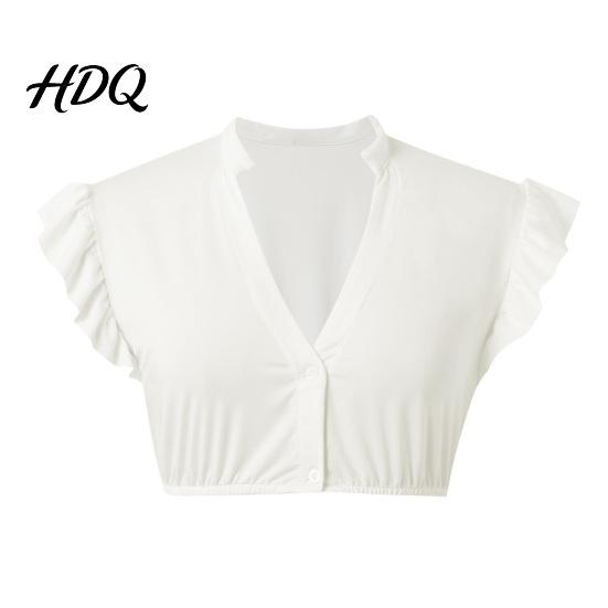 Traditional Celebration Costume Women German Dirndl Blouse V-Neck Flying Sleeve Cropped Shirt Shirt Bavarian Oktoberfest Folk Crop Top Outfit