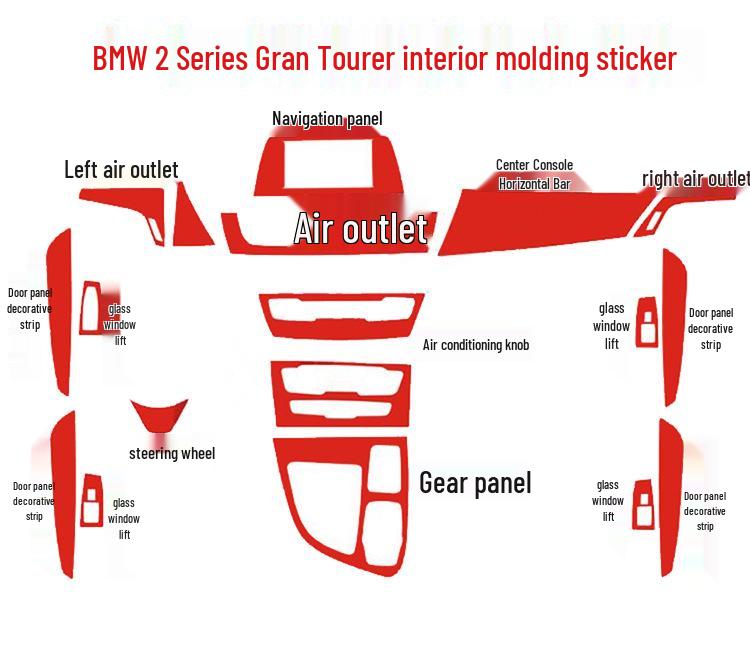 2 Series Touring Car Interior Carbon Fiber Stickers - Fits 218i, 220i, F22, F45, F46