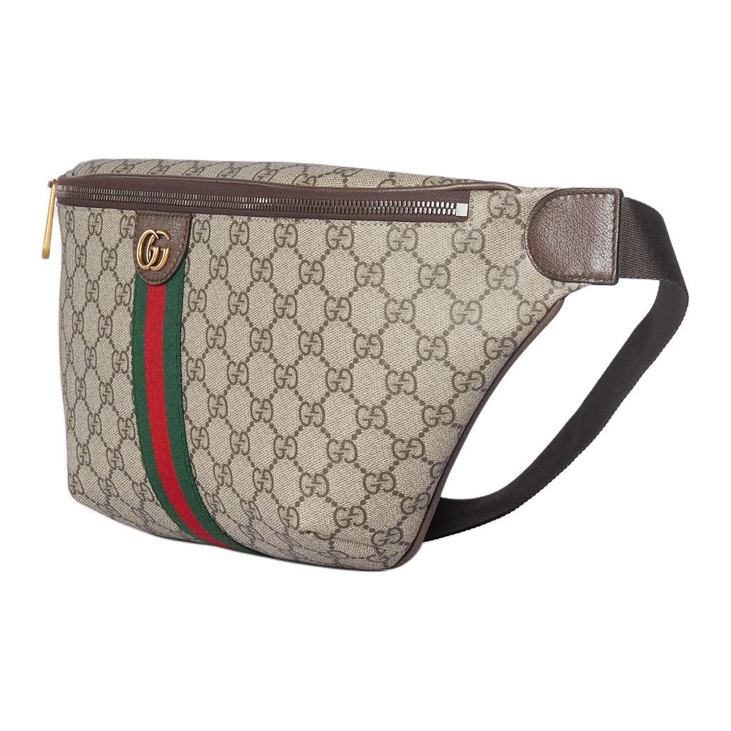 Gucci Ophidia Double G Classic Canvas Design Coated Fabric Waist Bag Large Men Waist Bag Beige Dark-Brown 839104-FAEOF-9745