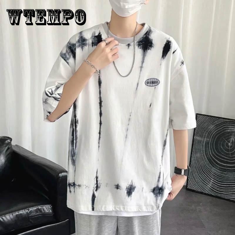 

Летняя свободная футболка с короткими рукавами с принтом тай-дай для мужчин и женщин, повседневная дышащая брендовая одежда для пар, корейская версия, универсальный топ с короткими рукавами