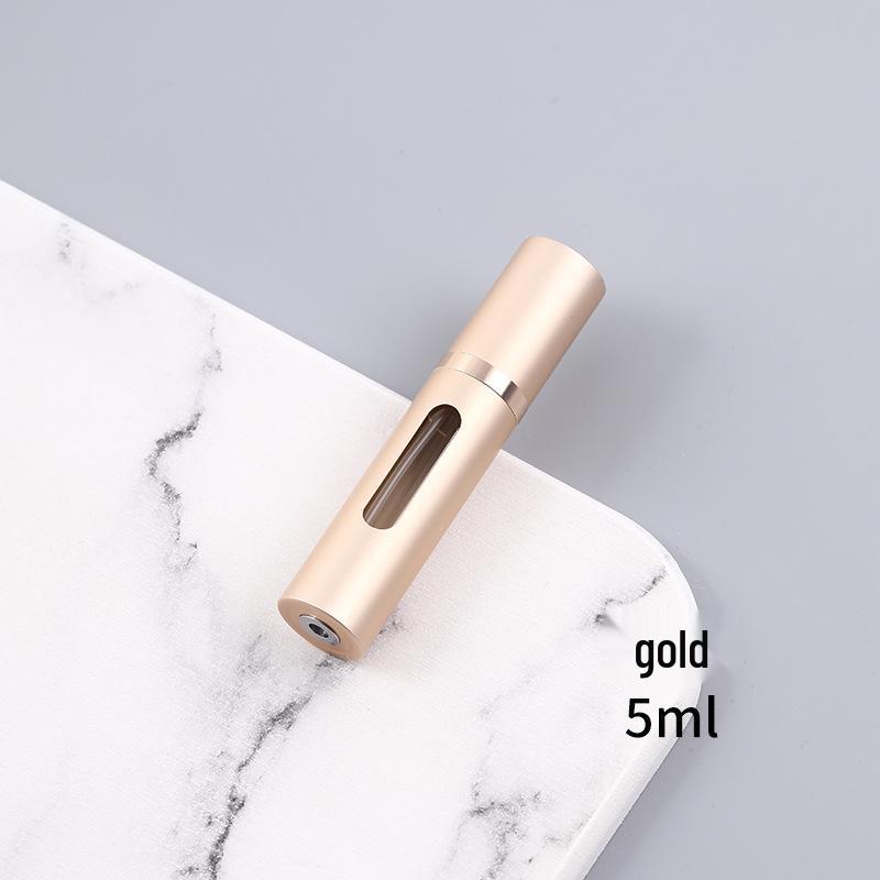 

5 мл Стеклянный многоразовый флакон-спрей для духов для путешествий - Заполнение снизу, Портативный, Пустой, Вместимость 8 мл. золотой