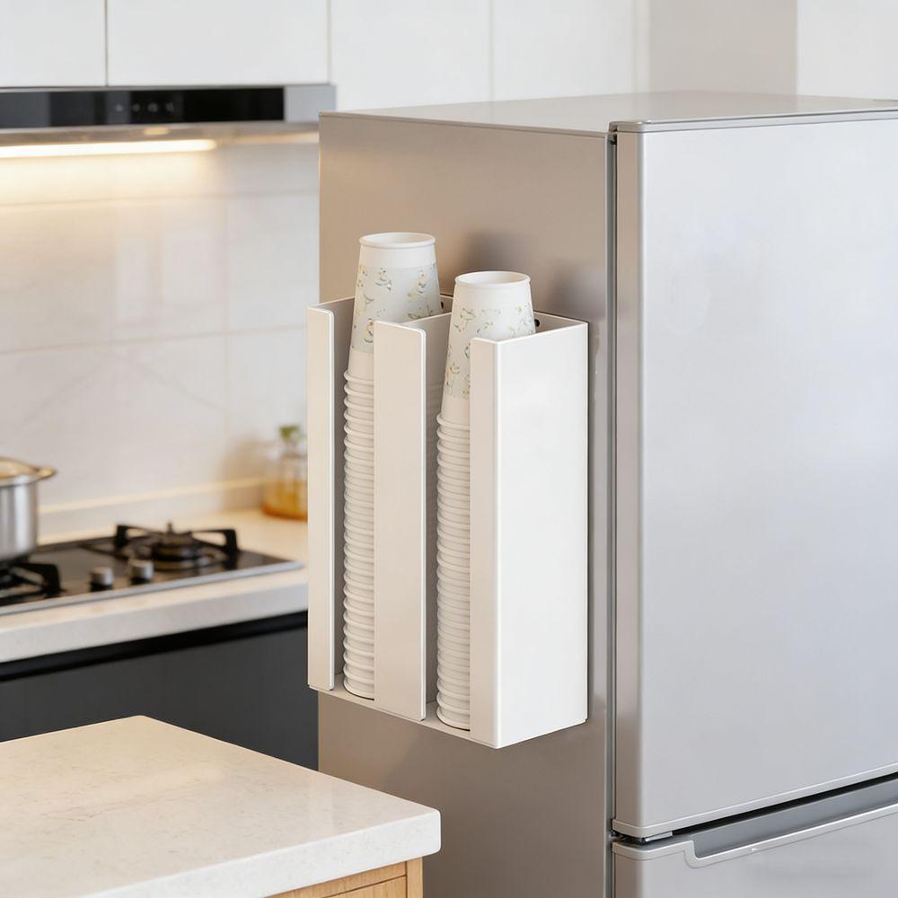 Wall Mounted Magnetic Disposable Cup Holder Large Capacity Paper Cup Organizer  Refrigerator