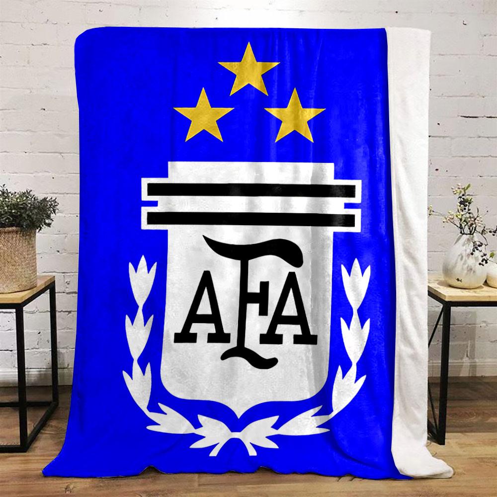 A white shield with "AFA" text, laurel wreath, and three gold stars above. for all seasons blanket lunch break throw gift