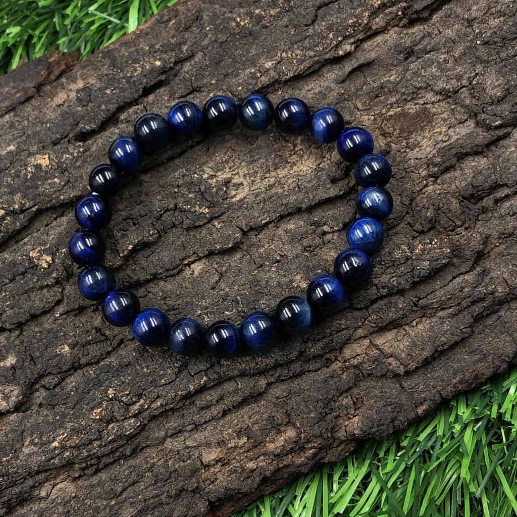 8mm Natürlicher Dunkelblauer Stern-Tigerauge Edelstein Runde Perlen Schmuck Glücksbringer-Armband 7,5" Für Männer/Frauen RBB-91