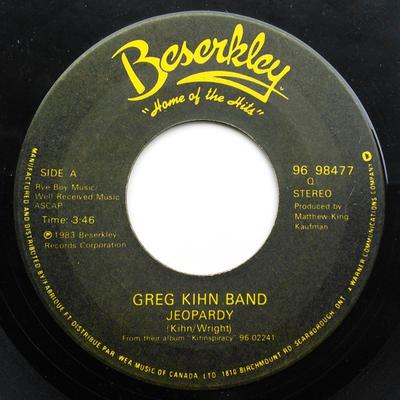 7inch Record GREG KIHN BAND - Jeopardy 9698477 BESERKLEY 1983 Canada Dance & Electronica Used