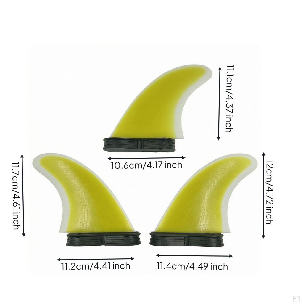 3 Stück Thruster Fin Control-orientiertes Surfbrett mit gepaarter Tab-Base Schnelle Twin-Fins für Surfer,