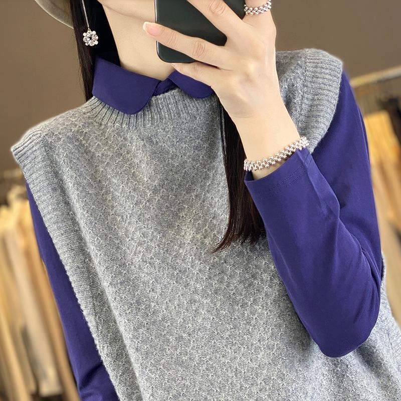 Women's Cashmere Vest Qinghe Cashmere 30% Cashmere 70% Wool Women's Autumn and Winter Cashmere Vest Soft and Warm