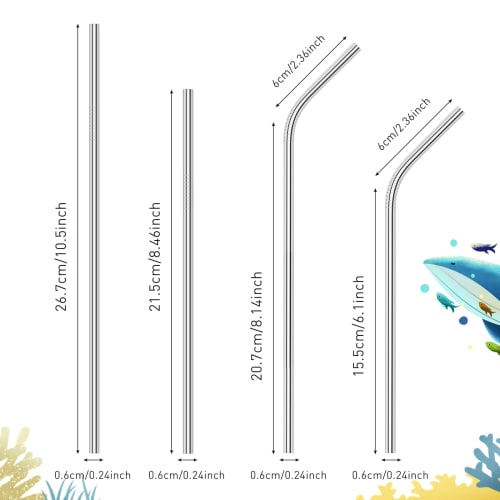 Kiemeu Reusable Dishwasher Safe Stainless Steel Metal Straws for 20oz and 30oz Tumblers