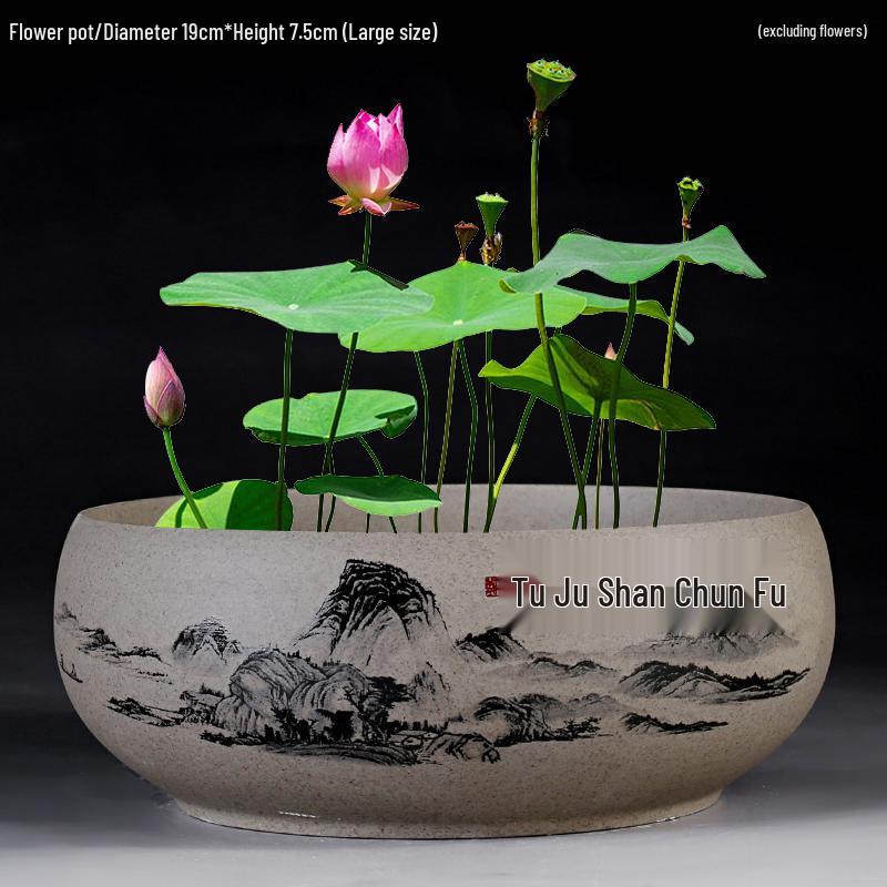 Großer Keramik-Lotus Seerose Hydroponischer Blumentopf ohne Abfluss