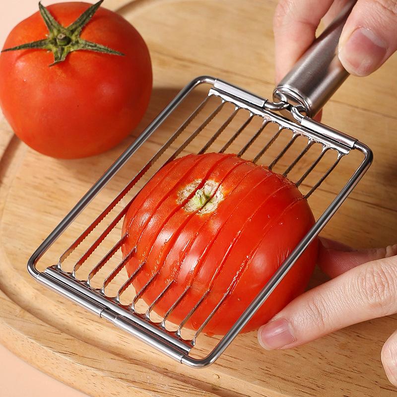 Stainless Steel Tomato Slicer Manual Fruit Luncheon Meat Cheese Cutting Guide Kitchen Tool