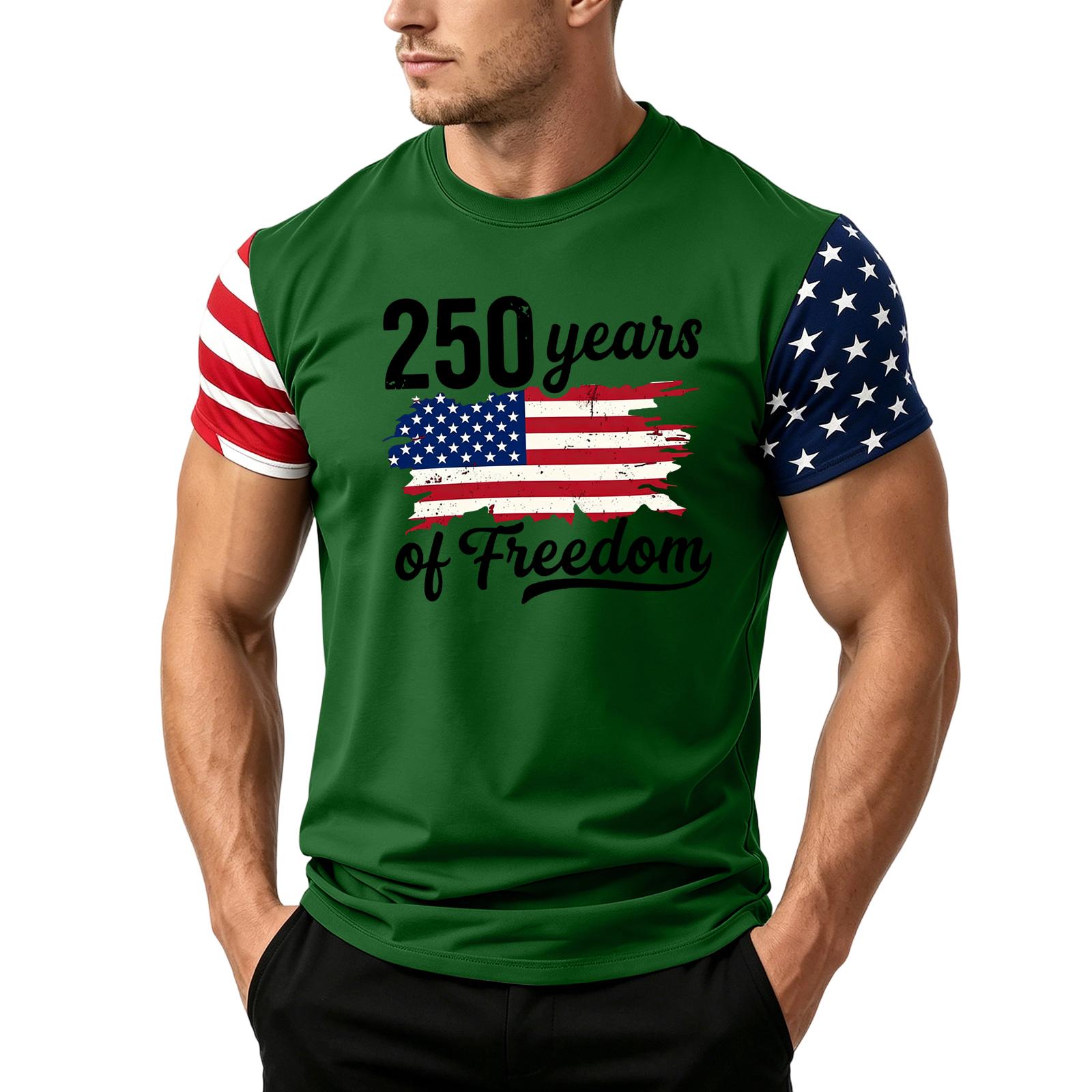 

Men s Independence Day Flag Print Short Sleeve T-Shirt, Loose Casual Daily Summer Tops S