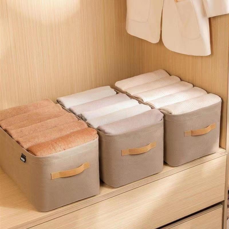 Clothes Storage Box Foldable Nonwoven Fabric With Stackable Design For Bedroom And Closet Organization