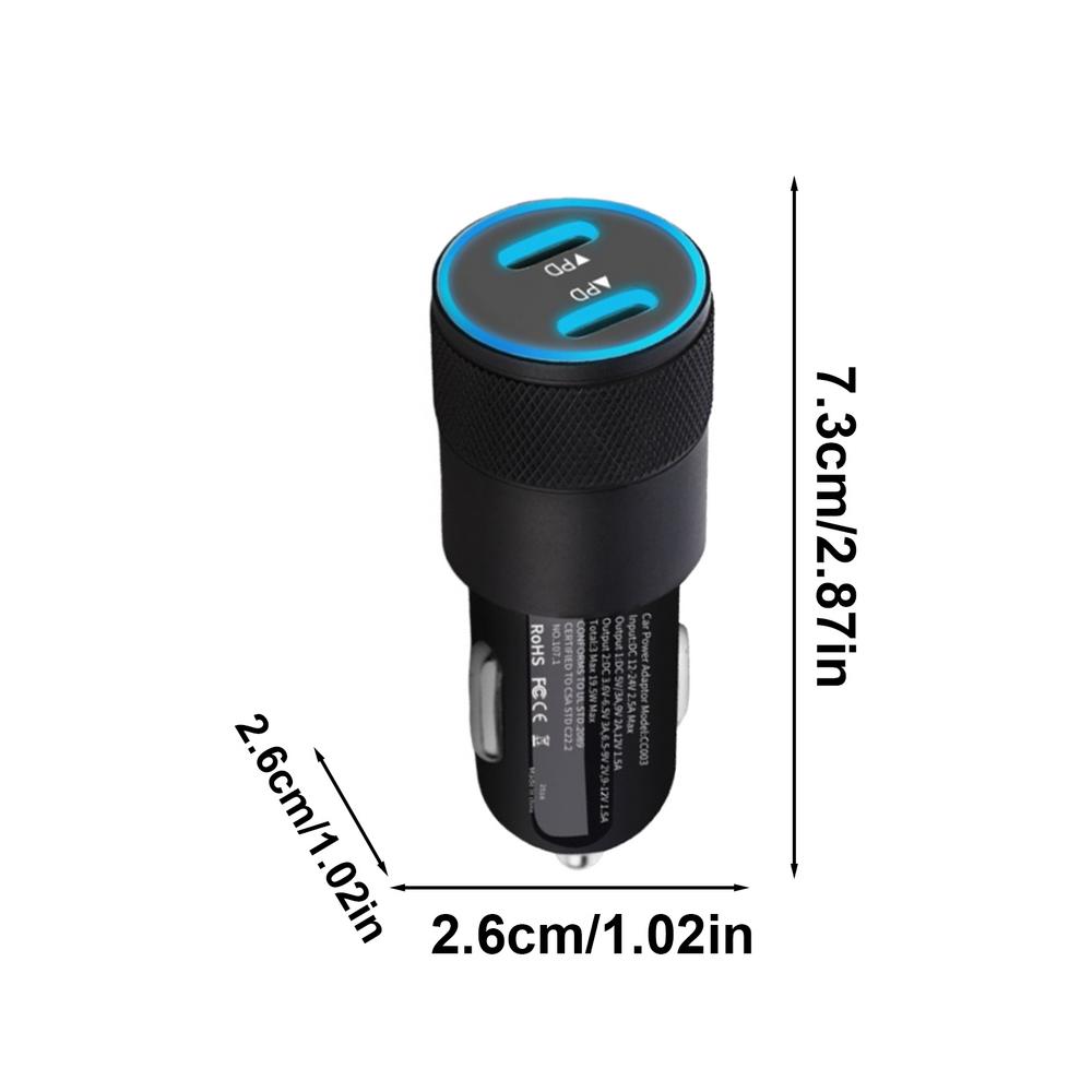 

Small Car Adapter USB Auto Double PD Mobile Phone Charger Safety Protection USB Car Charger Adapter For Trucks Sedans SUVs And чёрный
