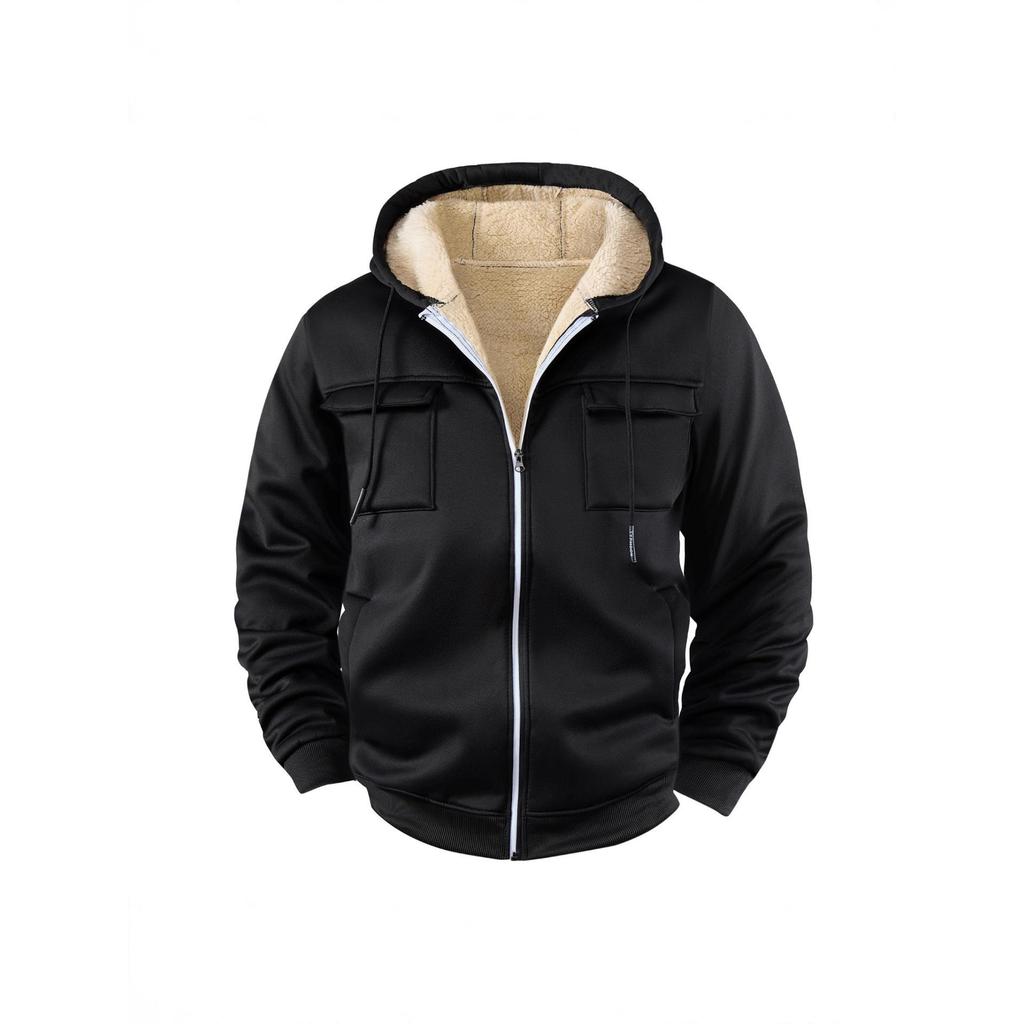 2025 Men's Large Hooded Windproof Jacket: Autumn/Winter Outdoor Sports Softshell with Velvet