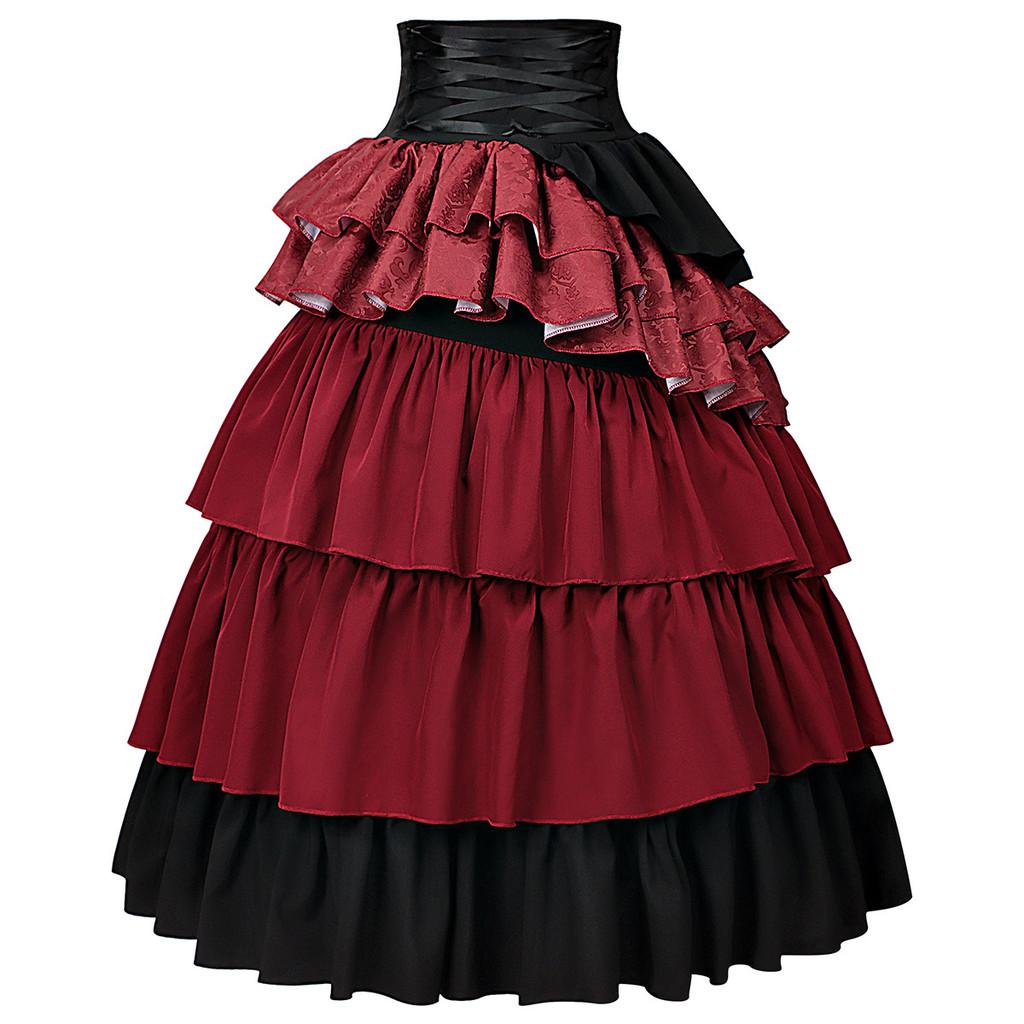 Falda Pirata Steampunk Gótica Para Mujer Con Volantes Superpuestos Para Fiestas de Disfraces