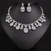 Women's Light Luxury Niche Design Floral Zircon Necklace Earring Set Fashionable And Versatile Pendant Set Daily Accessories