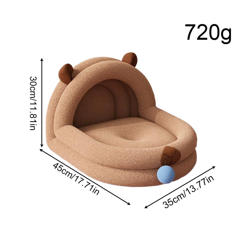 

Cat Bed Bite Resistant Pet Cave With Detachable Plush Ball Winter Warm Kitten Bed For Indoor Living Room Bedroom Floor Spring
